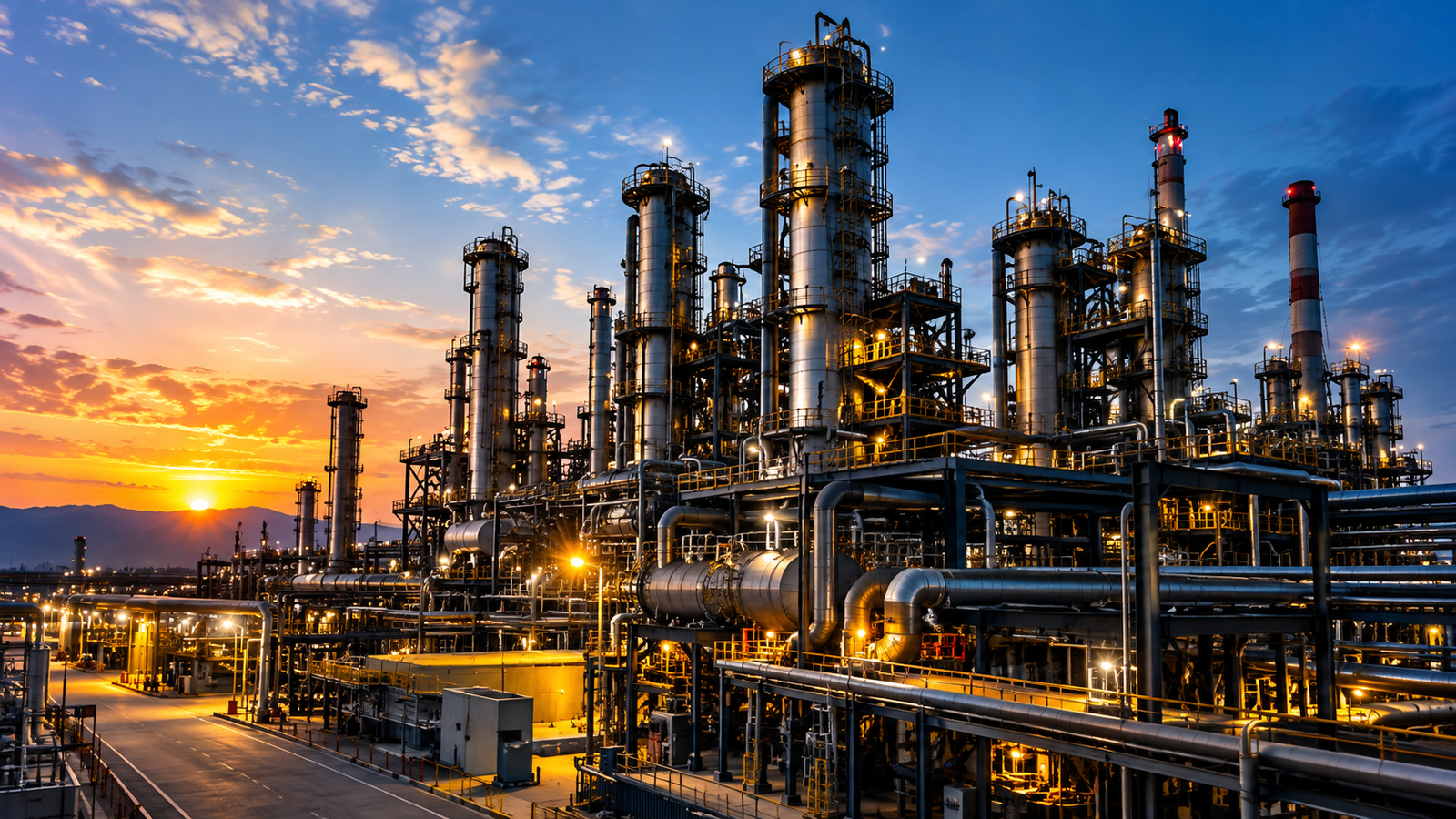 Industrial refinery facility representing preventive maintenance and equipment reliability
